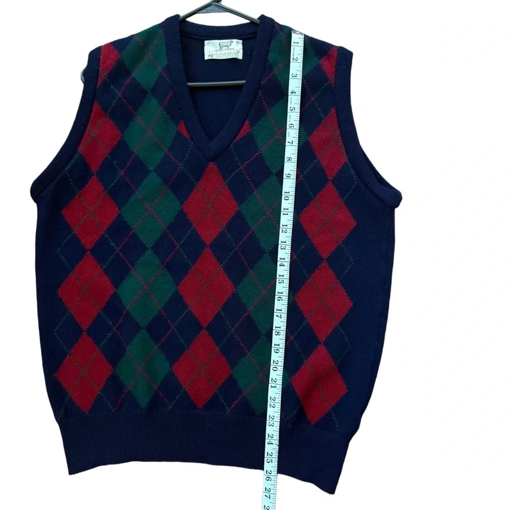 Lord Jeff Academia Preppy Scotland Lambswool Argyle Sweater Vest Blue Red Green